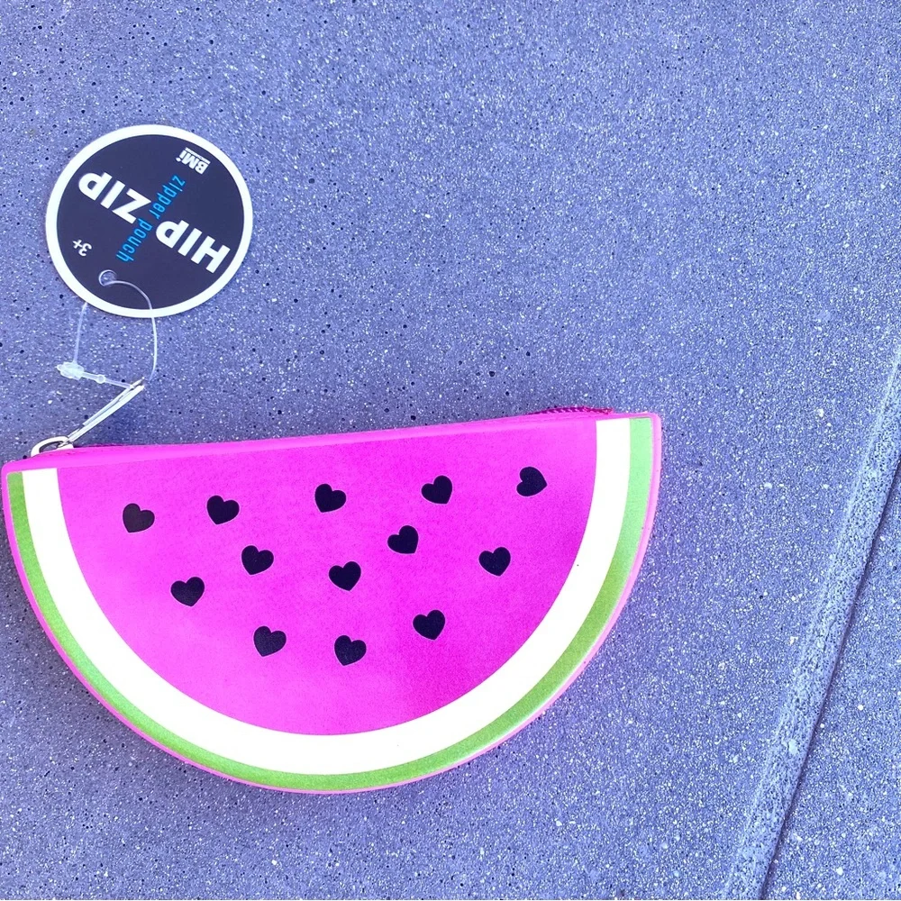Urban outfitters watermelon print pouch coin purse rubber silicone zipper NEW